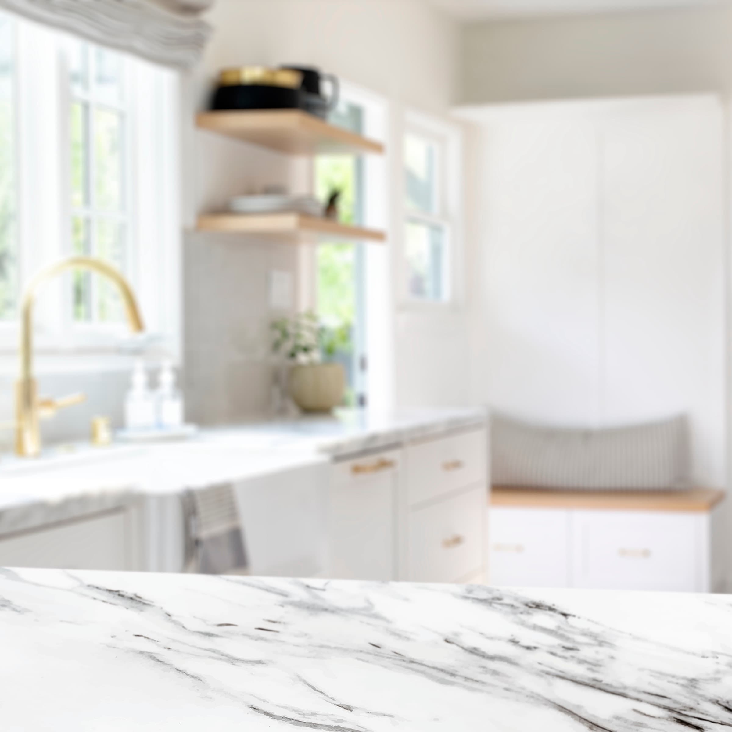 Timeless interior design: marble benchtop in a kitchen